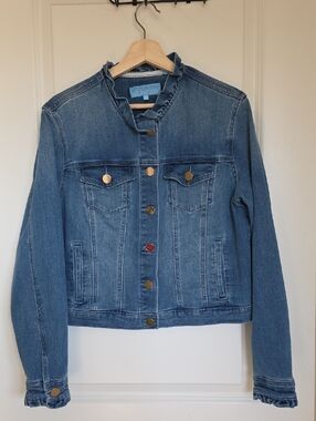Draper James Blue Denim Ruffle-Trim Jean Jacket